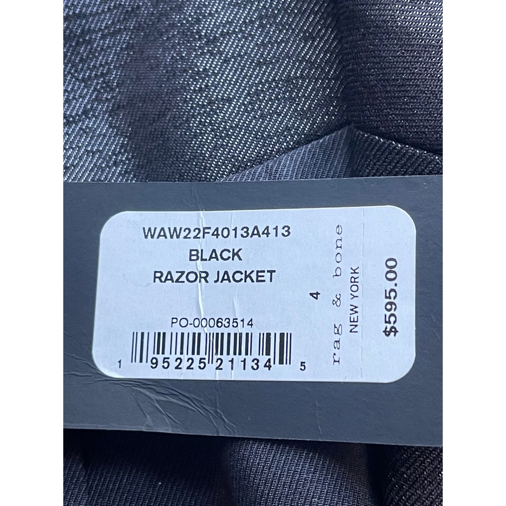 Rag & Bone Women Black Metallic Razor Jacket Virgin Wool Blazer 4 New $595 - Picture 7 of 10
